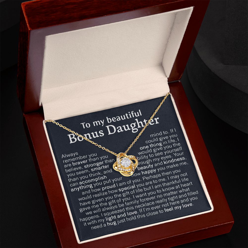 to My Bonus Daughter, Bonus Daughter Necklace, Step Daughter Necklace, Gifts for Stepdaughter, Gifts for Bonus Daughter, Bonus Daughter Gifts, Step Daughter Gifts Love Knot Necklace A8