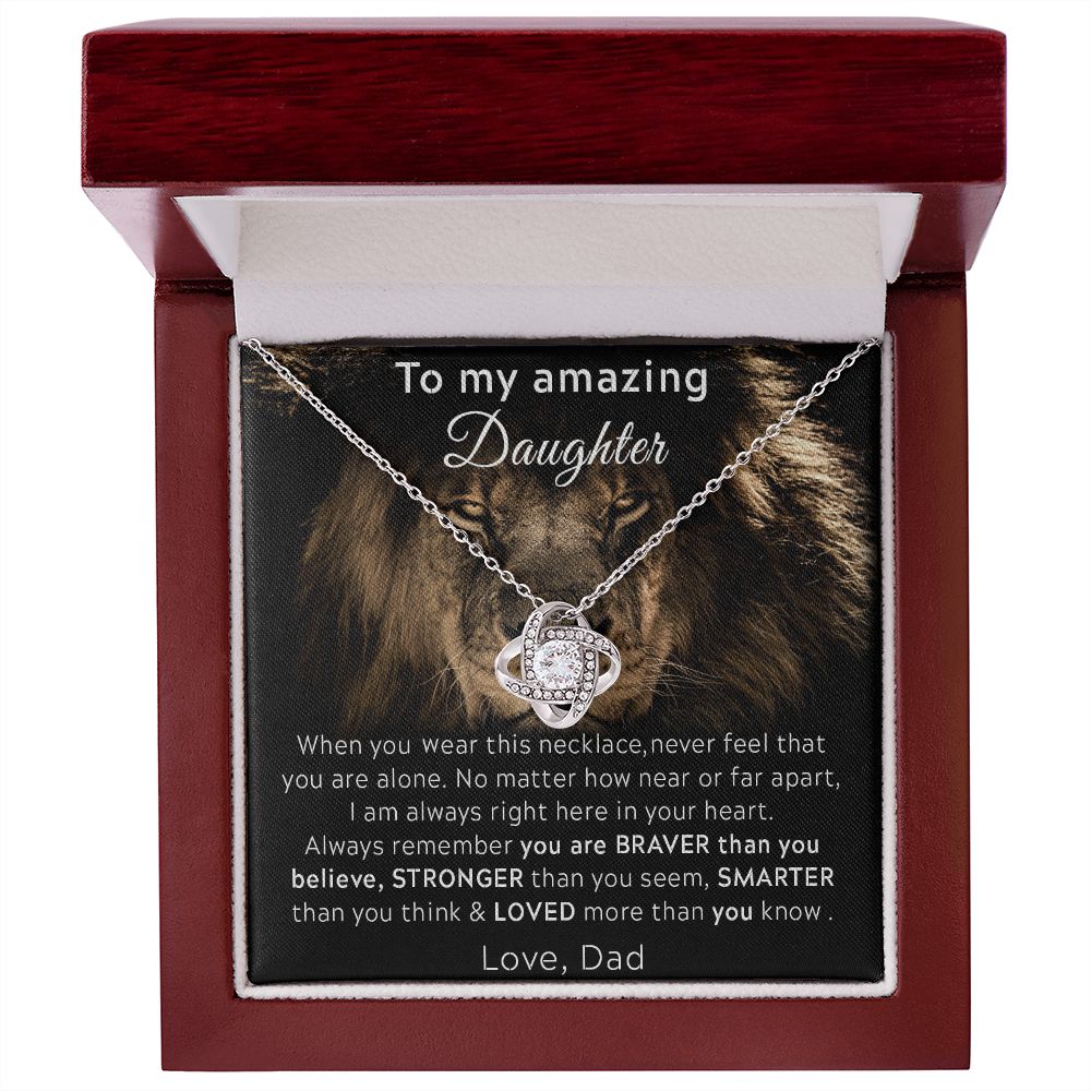 ASIN: B0BFZ5S7X9 SKU: Bestgiftfordaughter20-08-2022_4 Necklace Gifts To My Daughter From Dad Love Knot Necklace