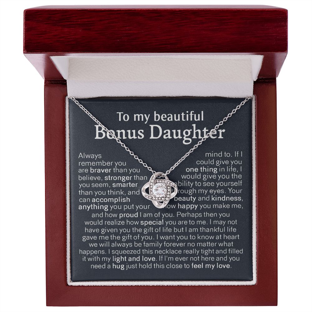 to My Bonus Daughter, Bonus Daughter Necklace, Step Daughter Necklace, Gifts for Stepdaughter, Gifts for Bonus Daughter, Bonus Daughter Gifts, Step Daughter Gifts Love Knot Necklace A8