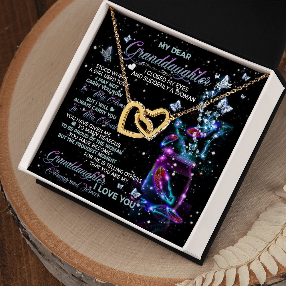 My Dear Granddaughter I Love You Always And Forever Interlocking Hearts Pendant Necklace - Granddaughter Gift on Wedding, Christmas, Birthday gifts ASIN: B0BB31QQ1S SKU: Sale18-8-2022TestGranddaughter_9