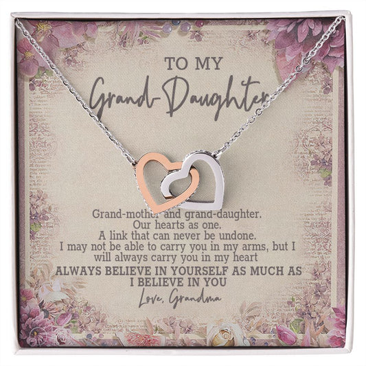 From Grandma To My Granddaughter Necklace A Link That Can Never Be Undone Interlocking Hearts Pendant Necklace Gifts Christmas, Birthday wedding ASIN: B0BB2YYR5F SKU: Sale18-8-2022TestGranddaughter_4