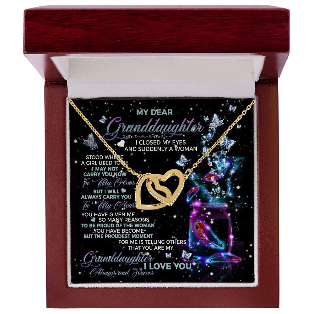 My Dear Granddaughter I Love You Always And Forever Interlocking Hearts Pendant Necklace - Granddaughter Gift on Wedding, Christmas, Birthday gifts ASIN: B0BB31QQ1S SKU: Sale18-8-2022TestGranddaughter_9