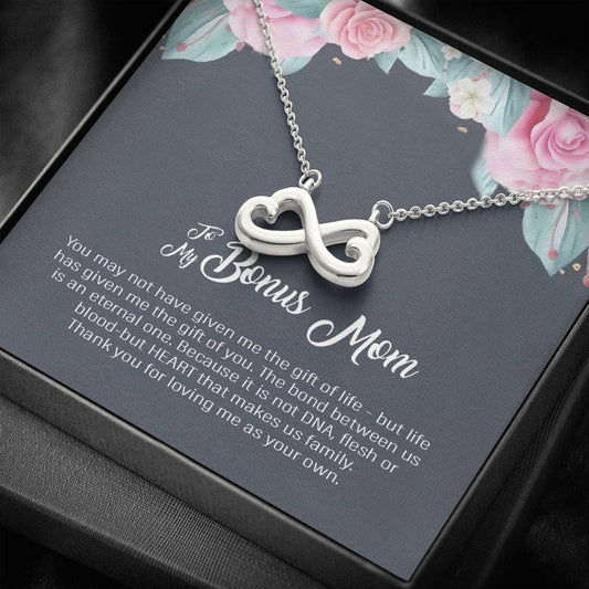 Super gift Bonus Mom Mother's Day Gift, Bonus Mom Infinity Hearts Necklace,Adoptive Mom Gift, Step Mother Necklace, Gift for Mom on Christmas, Brithday, Vacation Gifts ASIN: B092SC9T5V