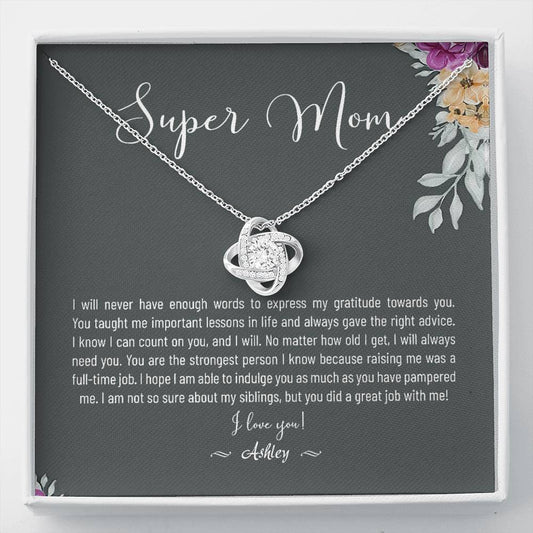 Wonderful Gift Personalized Mothers Day Gift, Mothers Day Necklace Gift, Mothers Day Card, Mothers Day Gift from Husband Son Daughter, Stepmom Bonus Mom Text customLuxury Wood Gift Box on Brithday, Va