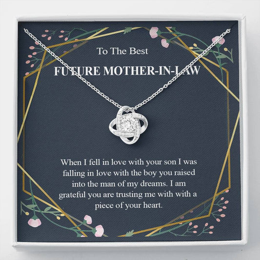 Necklace gifts Love Knot Pendant Necklace, To My Future Mother-In-Law, The Boy You Raised, Bonus Mom Gift, Future Mother-In-Law Necklace, Future Stepmom include Standard Box Gifts Birthday, on Christm ASIN: B08XH8H95H SKU: nhinthaygichuaknot24-1_548