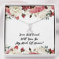 Will You Be My Maid of Honor Silver Necklace Gift with Message Card for Maid of Honor Proposal, Maid of Honor Proposal Box Necklace for Women Wedding Xmas/Brithday, On Christmas