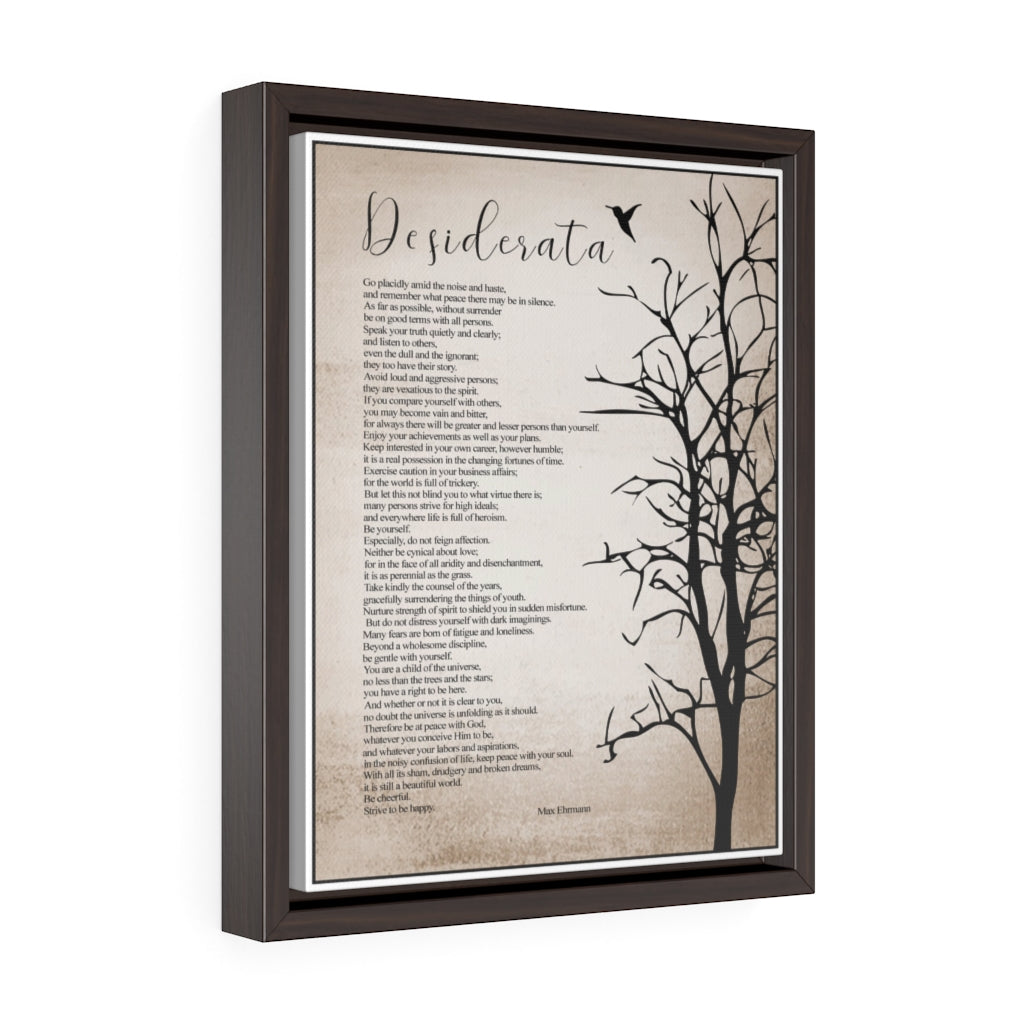 Desiderata Poem Minimalist Modern Wall Art Canvas Framed (11x14)