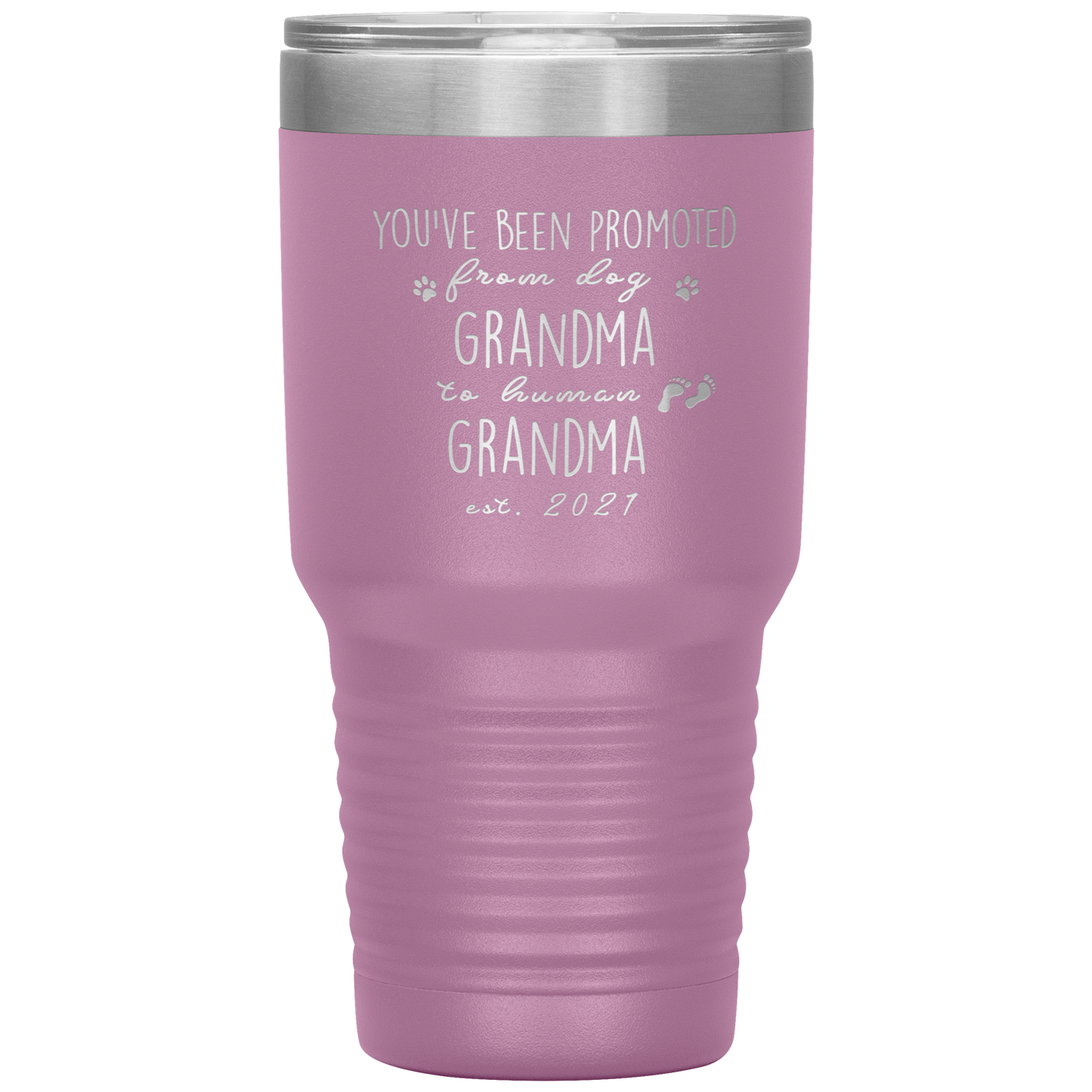 Perfect Personalized Pregnancy Announcement Tumbler For Grandparents Promoted From Dog Grandma To Human Grandma Laser Etched 30oz Stainless Steel Gifts Mug Durable color 7 ASIN: B08FDJ3ZM5