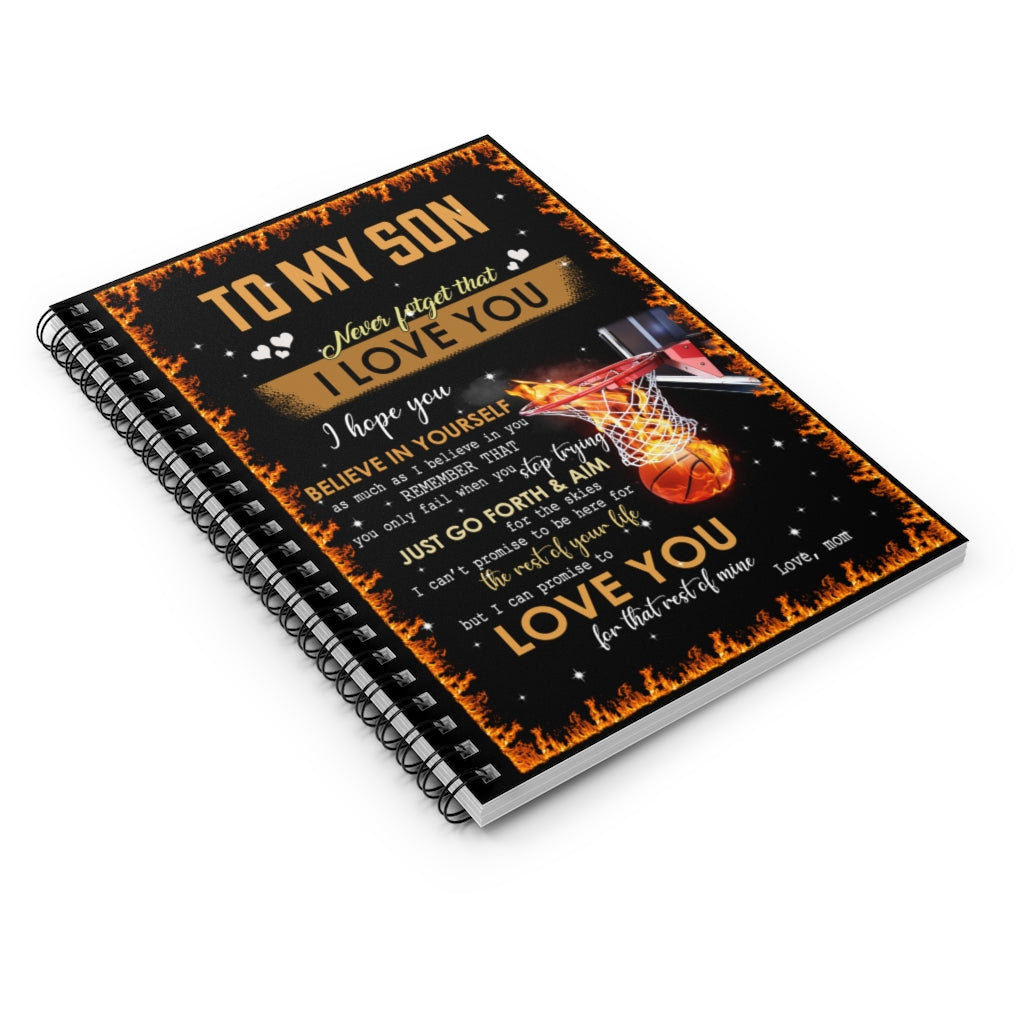 Spiral Notebook Personalized to My Son I Hope You Believe in Yourself Fleece Women Gifts for Son Ruled Line