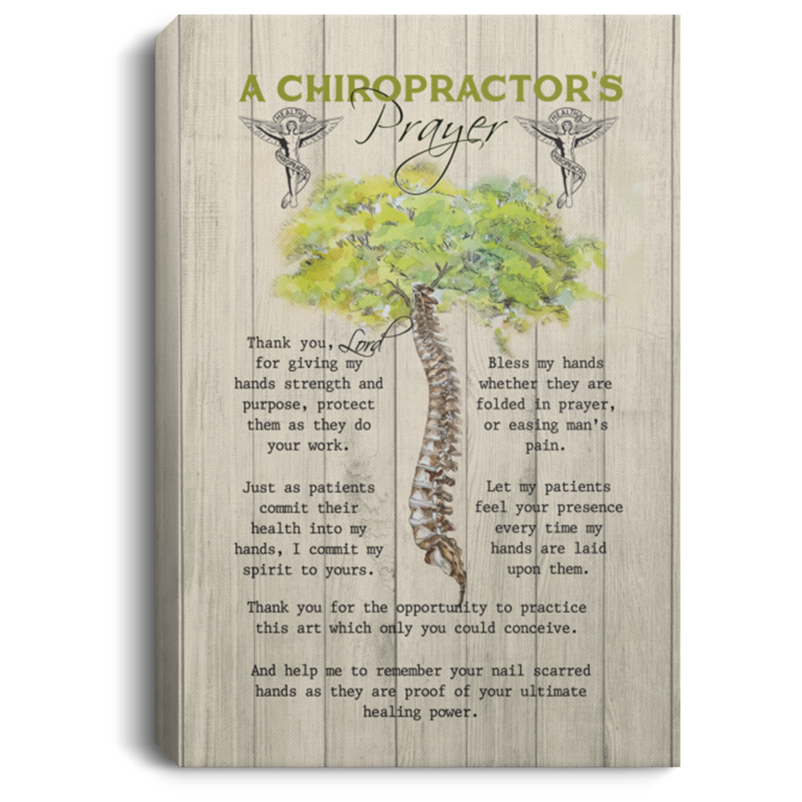 A Chiropractor’s Prayer Canvas Framed Wood Thank You Lord for Giving My Hands Strength Gift Family Unisex Awesome On Birthday, Decor Home Durable Print 8x12 CANPO75 Portrait Canvas .75in Frame