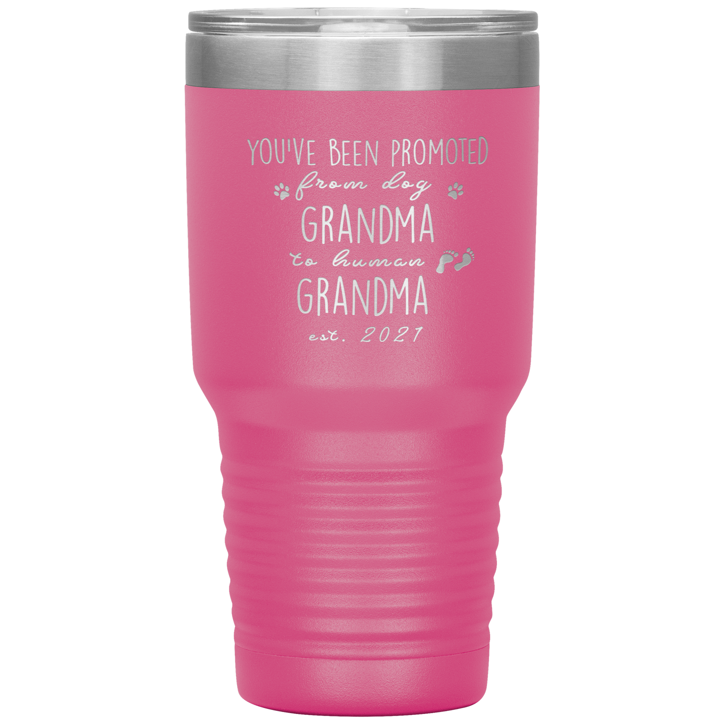 Perfect Personalized Pregnancy Announcement Tumbler For Grandparents Promoted From Dog Grandma To Human Grandma Laser Etched 30oz Stainless Steel Gifts Mug Durable color 7 ASIN: B08FDJ3ZM5