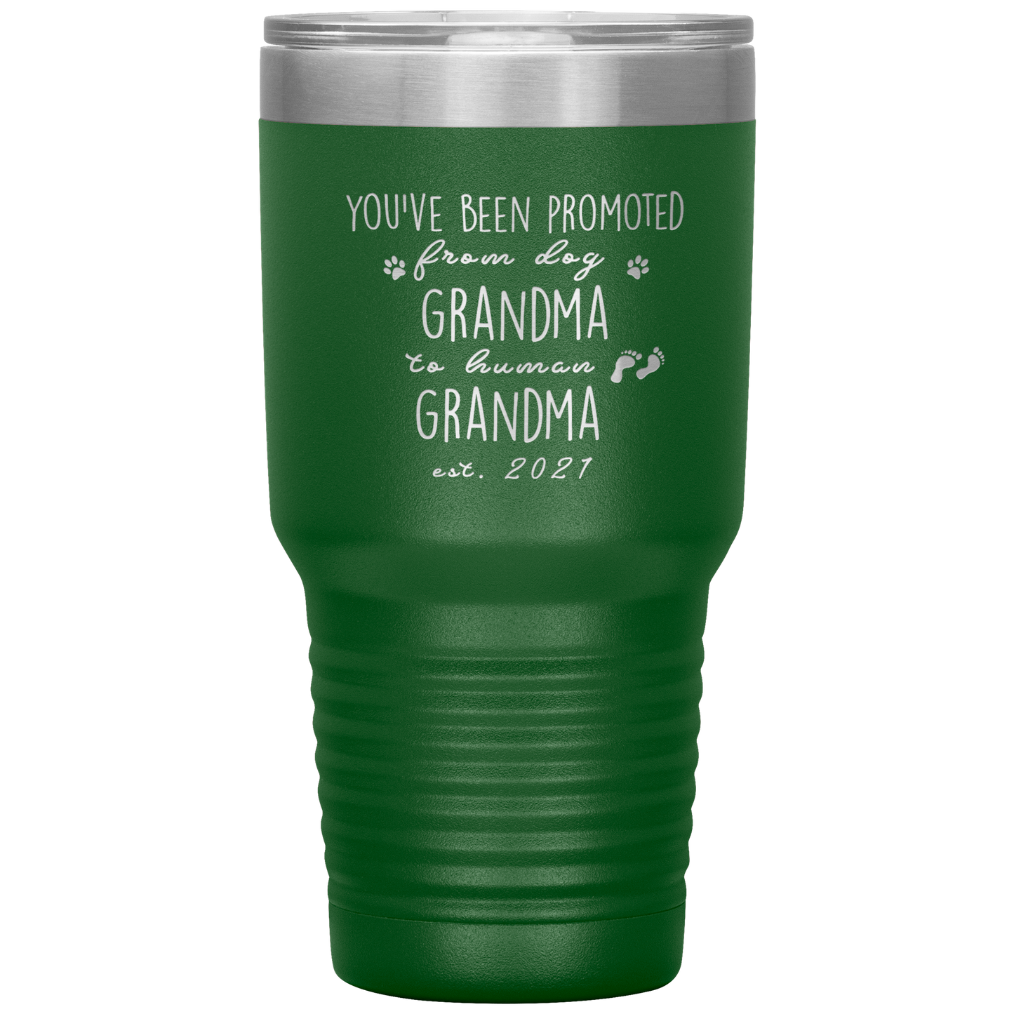 Perfect Personalized Pregnancy Announcement Tumbler For Grandparents Promoted From Dog Grandma To Human Grandma Laser Etched 30oz Stainless Steel Gifts Mug Durable color 7 ASIN: B08FDJ3ZM5