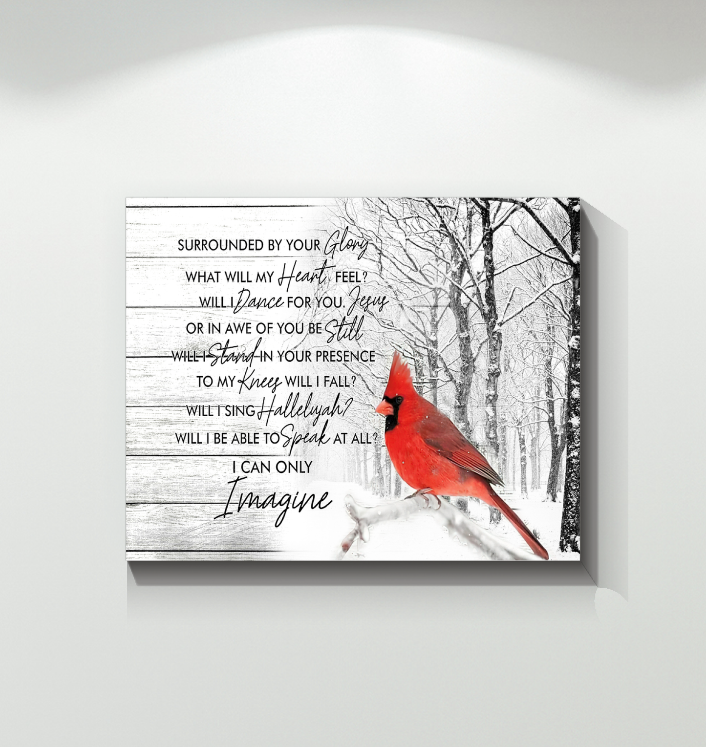 Cardinal I Can Only Imagine Poster Wall Decor (Canvas Framed, 20x16)