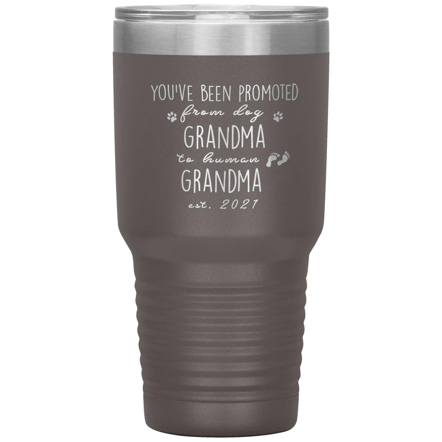 Perfect Personalized Pregnancy Announcement Tumbler For Grandparents Promoted From Dog Grandma To Human Grandma Laser Etched 30oz Stainless Steel Gifts Mug Durable color 7 ASIN: B08FDJ3ZM5