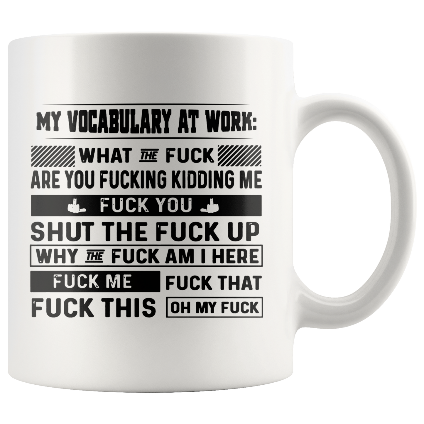 Mug Birthday Gift My Vocabulary at Work What The Fuck are You Fucking Kidding Me Accent Mug – Ceramic On Birthday Gift Heat Resistant Coffee Cups Capacity and Perfect Size 2 Side