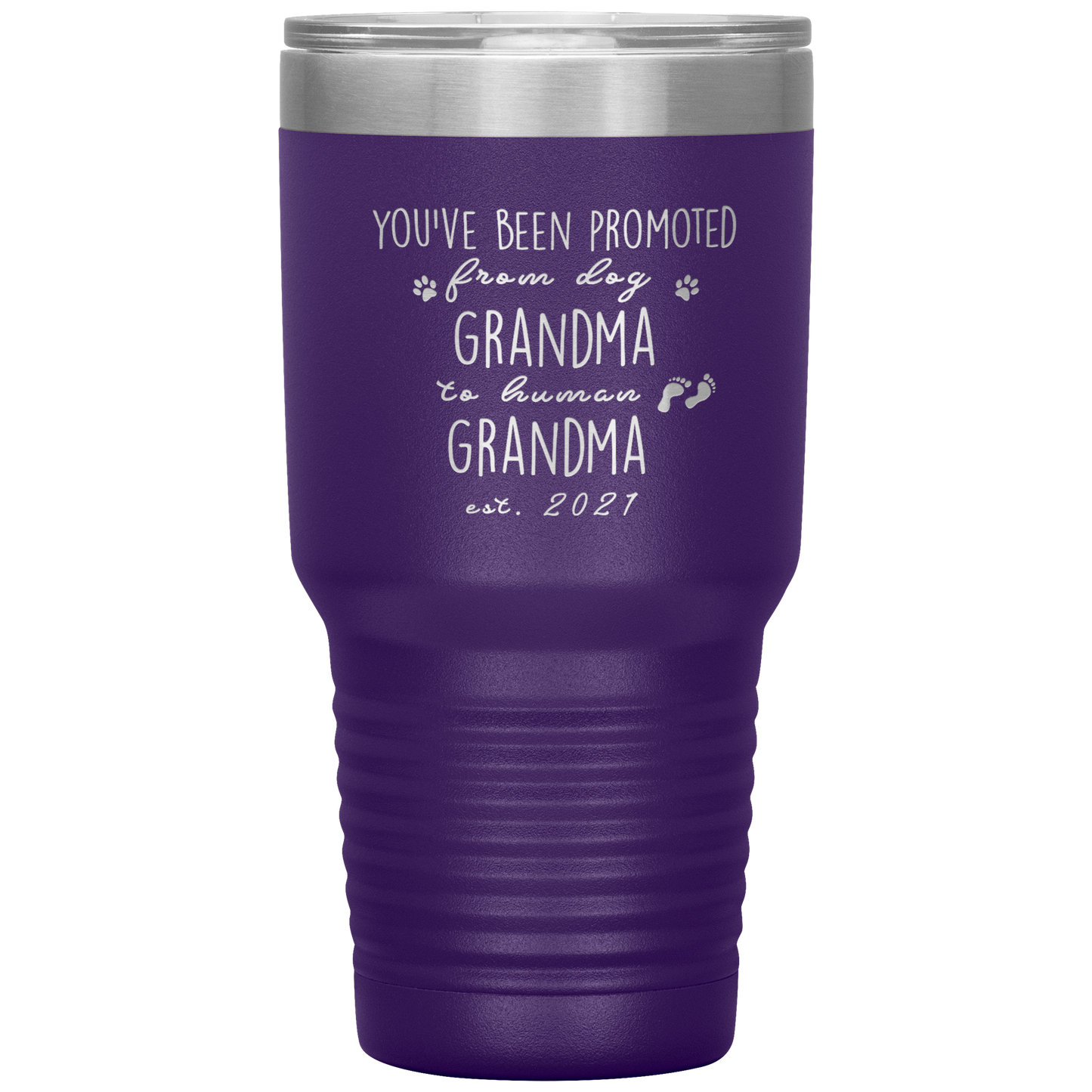Perfect Personalized Pregnancy Announcement Tumbler For Grandparents Promoted From Dog Grandma To Human Grandma Laser Etched 30oz Stainless Steel Gifts Mug Durable color 7 ASIN: B08FDJ3ZM5