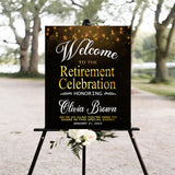 Retirement Celebration Party Welcome Sign, Decoration of Retirement Sign on Black and Yellow background, Ideas Gift Retiree Sign, Party Supplies, Custom Design