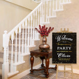 Personalized Housewarming party Sign, Housewarming Party Decorations, Welcome Sign Printable Editable, Housewarming Welcome Sign Template Simple, Indoor Outdoor Welcome Sign, Gold with White on Black