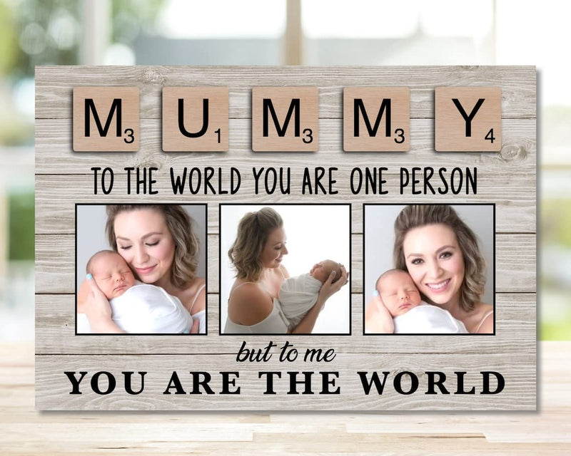 VIRAGIL Personalized Mom Gift - Mommy To The World You Are One Person Canvas, Happy Mothers Day Gift From Son, Canvas Mothers Day, Mum Gift From Kids, Custom Poster Frame Bespoke Gift Mummy