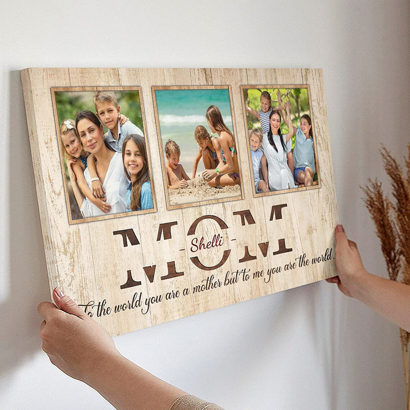 Customized Daddy To The World You Are One Person But To Us You Are The World Canvas, Father's Day Gifts For Dad, Grandpa|Custom Photo Poster/Canvas Art