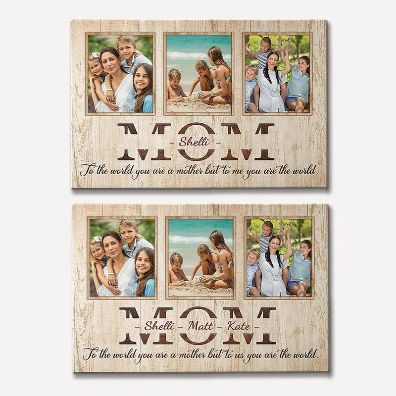 VIRAGIL Personalized Mom Gift - Mommy To The World You Are One Person Canvas, Happy Mothers Day Gift From Son, Canvas Mothers Day, Mum Gift From Kids, Custom Poster Frame Bespoke Gift Mummy