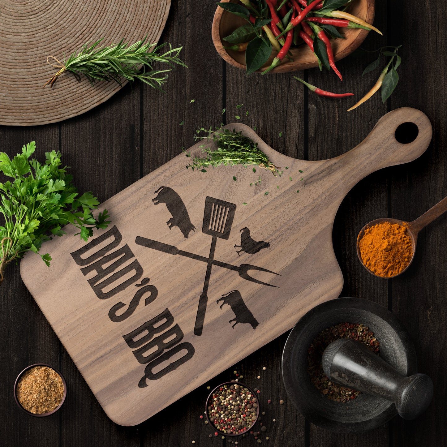 DadBBQ mẫu 7 gà bò lượn Thớt teelaunch version dọc