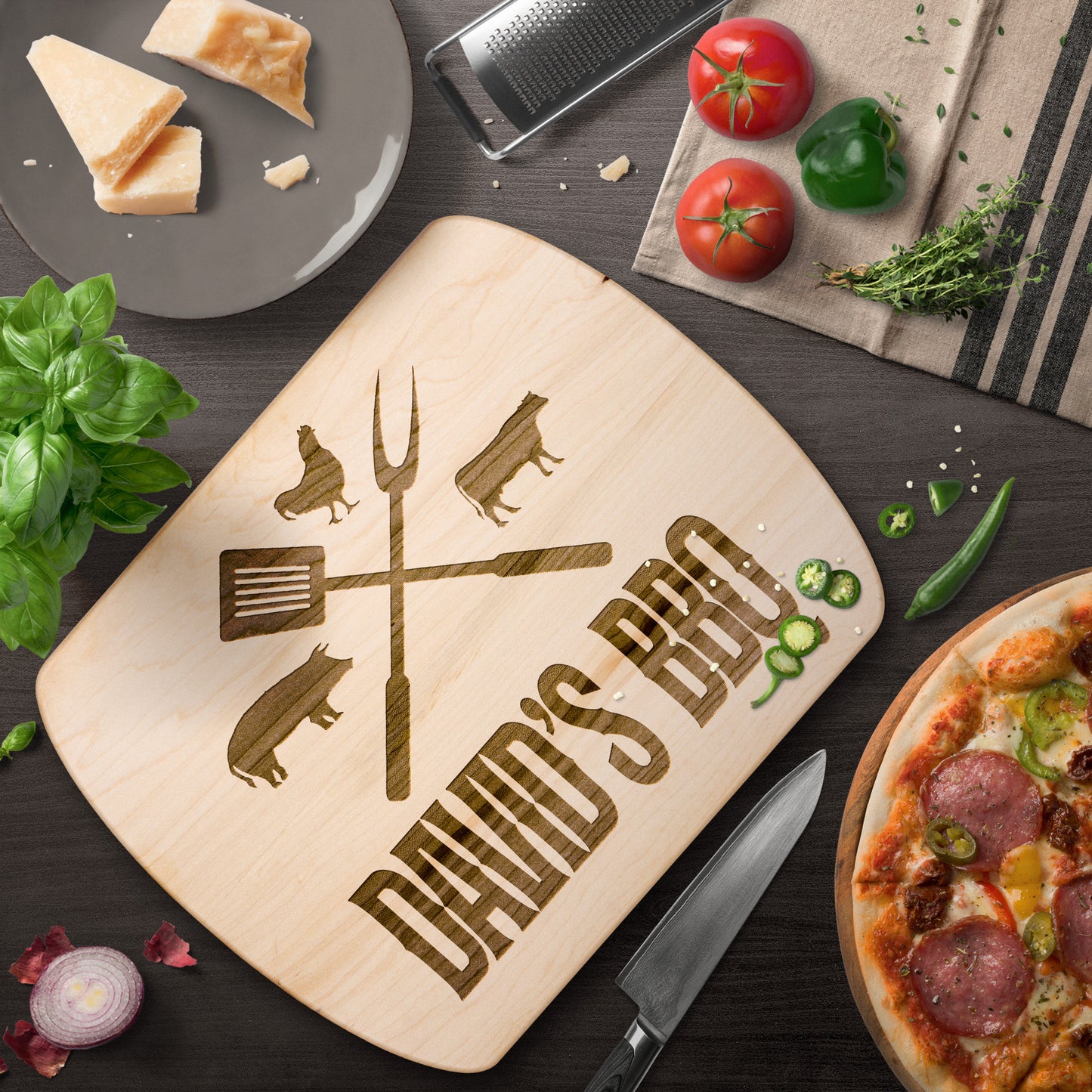 DadBBQ mẫu 7 gà bò lượn Thớt teelaunch version ngang