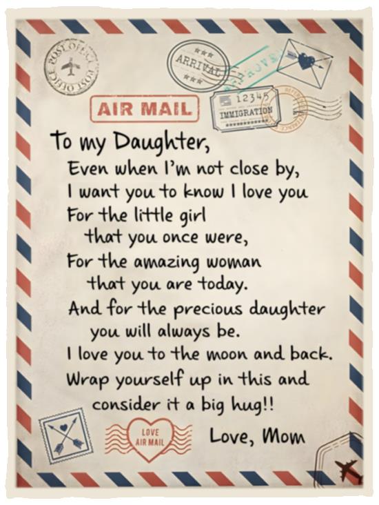 Air Mail Letter to Daughter, Fleece Sherpa Woven Blankets, Gifts for Daughter, On Holidays, Vacation, Christma lamcailadaysalengay17-3_5 VPS Cozy Plush Fleece Blanket - 30x40