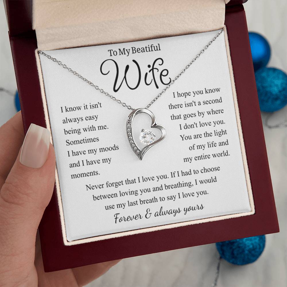 To My Wife – Forever Love Necklace, Gift for Wife from Husband, Romantic Anniversary Birthday Christmas Jewelry, Meaningful Love Message Card, Perfect Valentine's Day Gift