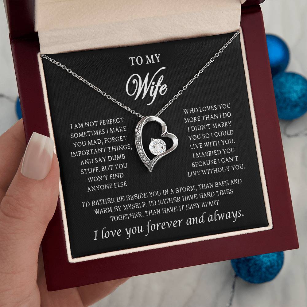 To My Wife Heart Necklace – Stainless Steel Pendant for Women – Meaningful Gift for Anniversary, Birthday, Christmas, Valentine’s Day