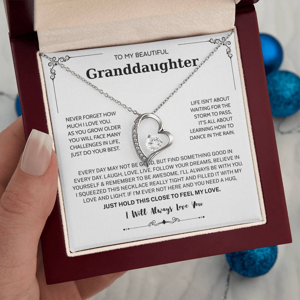 Granddaughter Gifts From Grandma Grandpa - To My Granddaughter Necklace With Heartfelt Message & Elegant Box, Jewelry Gift For Birthday, Graduation, Valentines, Mothers Day, Christmas & More