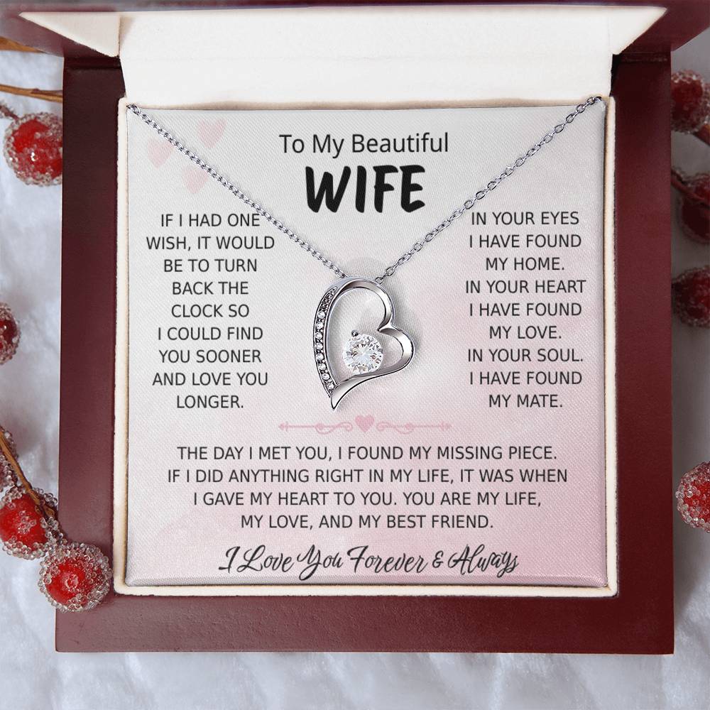 To My Wife – Forever Love Necklace, Gift for Wife from Husband, Romantic Anniversary Birthday Christmas Jewelry, Meaningful Love Message Card, Perfect Valentine’s Day Gift