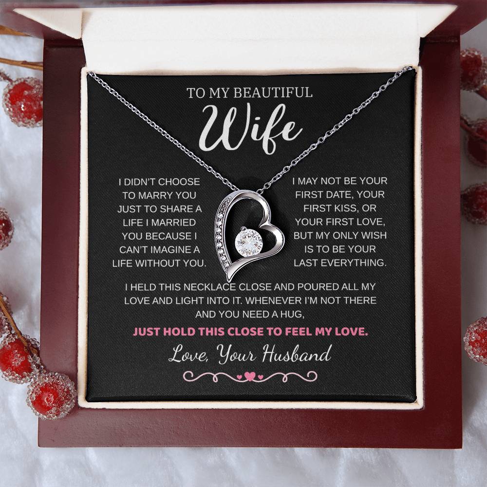To My Wife Jewelry – Forever Love Necklace, Romantic Gift for Her, The Greatest Blessing in My Life, Perfect for Birthday, Christmas, Anniversary, or Valentine’s Day
