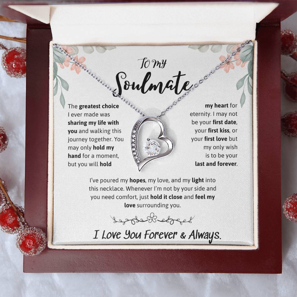 To My Soulmate Necklace – Romantic Jewelry Gift for Wife from Husband – Birthday, Anniversary, Valentine’s Day Gift with Message Card & Gift Box