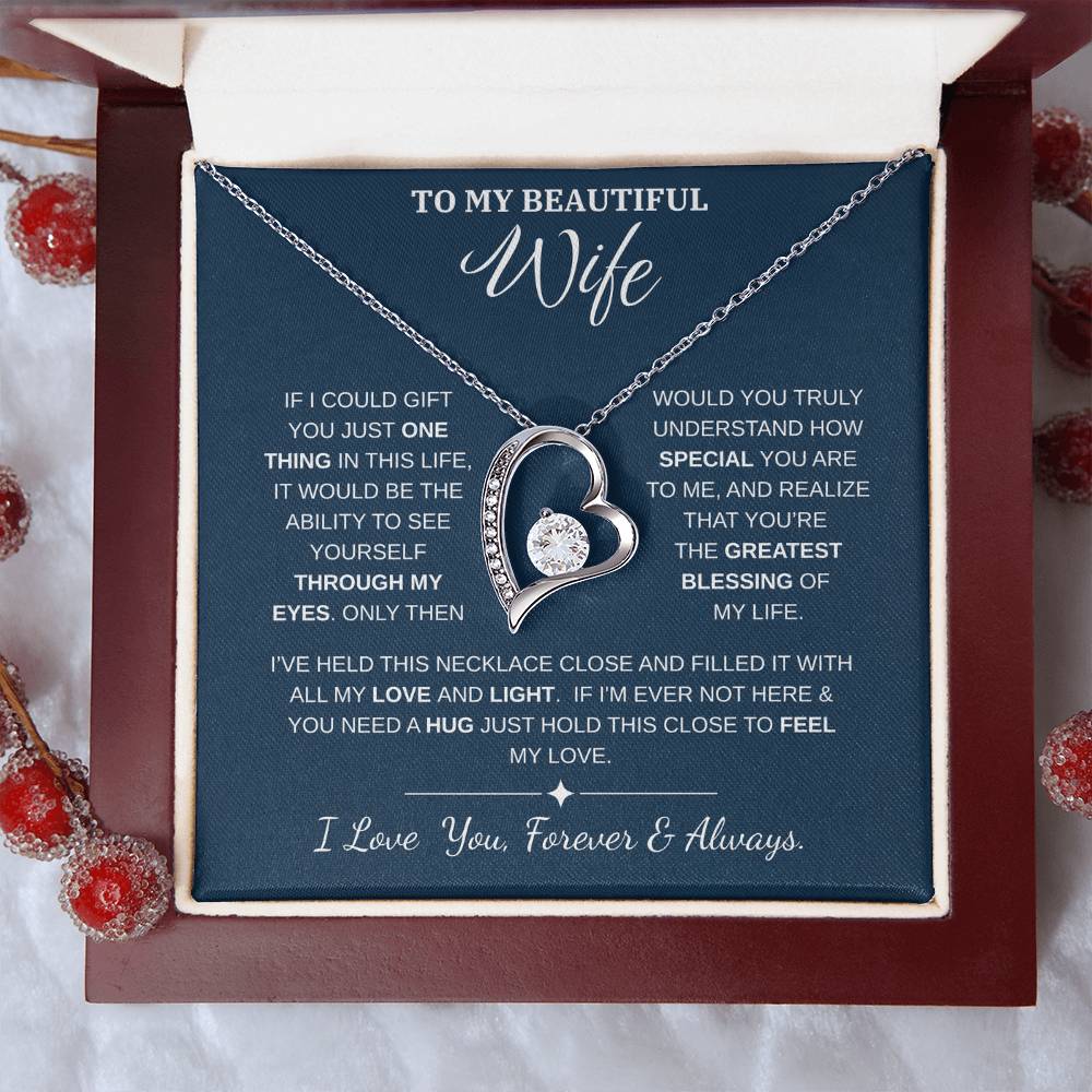 To My Wife Jewelry – Forever Love Necklace, Romantic Gift for Her, The Greatest Blessing in My Life, Perfect for Birthday, Christmas, Anniversary, or Valentine’s Day