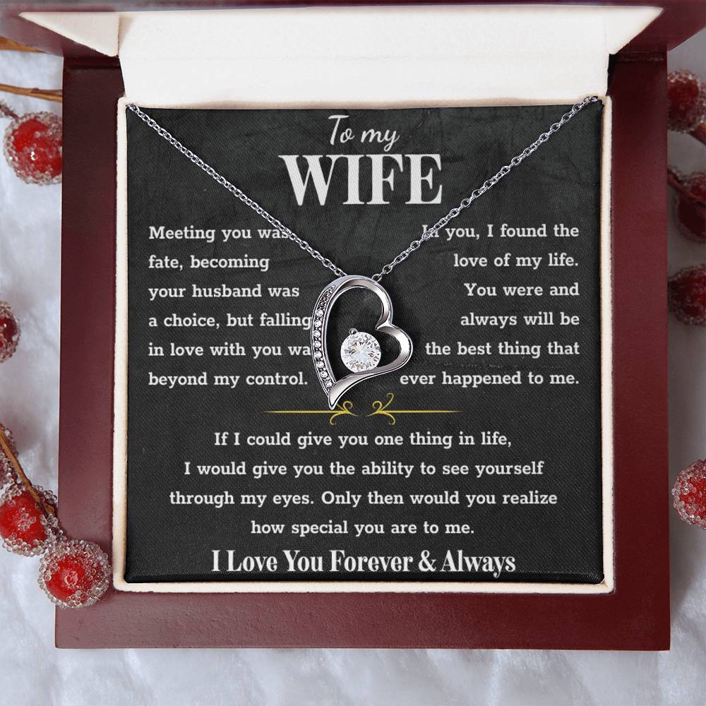 To My Wife – Forever Love Necklace, Gift for Wife from Husband, Romantic Anniversary Birthday Christmas Jewelry, Meaningful Love Message Card, Perfect Valentine’s Day Gift