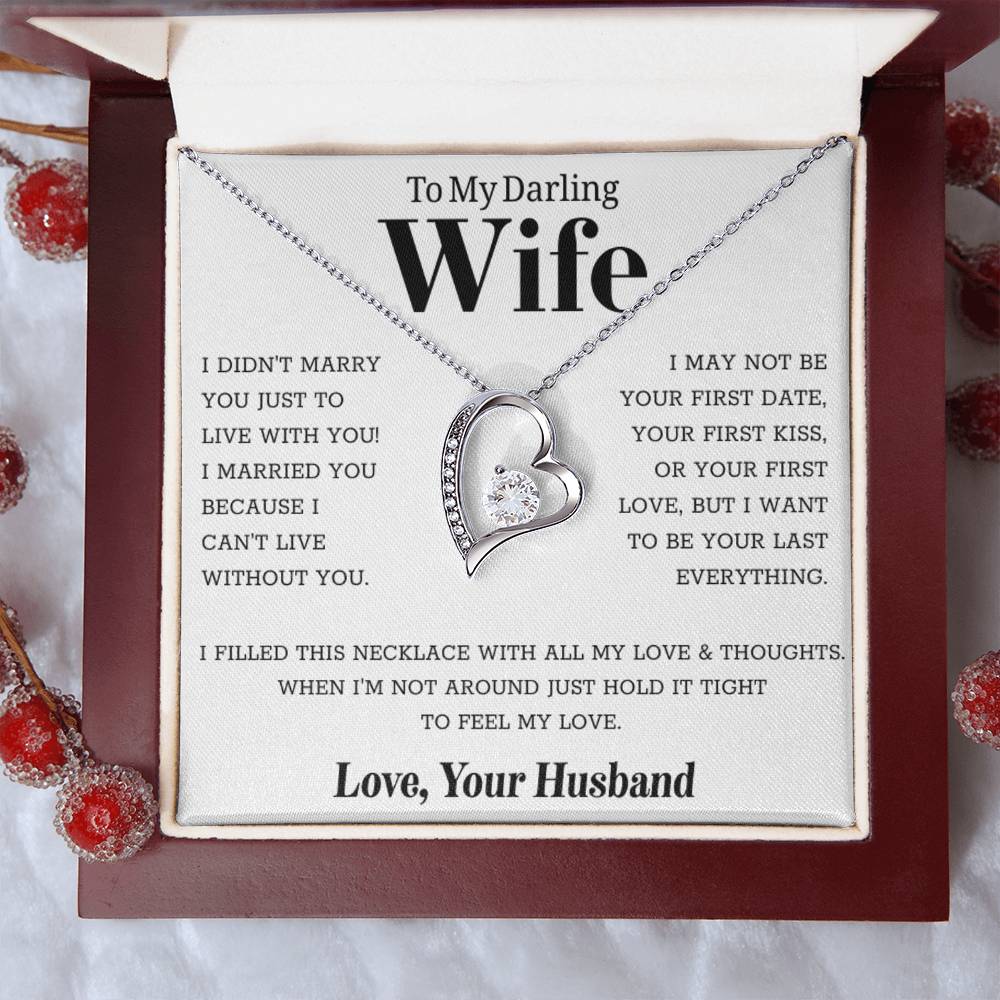 To My Wife – Forever Love Necklace, Gift for Wife from Husband, Romantic Anniversary Birthday Christmas Jewelry, Meaningful Love Message Card, Perfect Valentine’s Day Gift