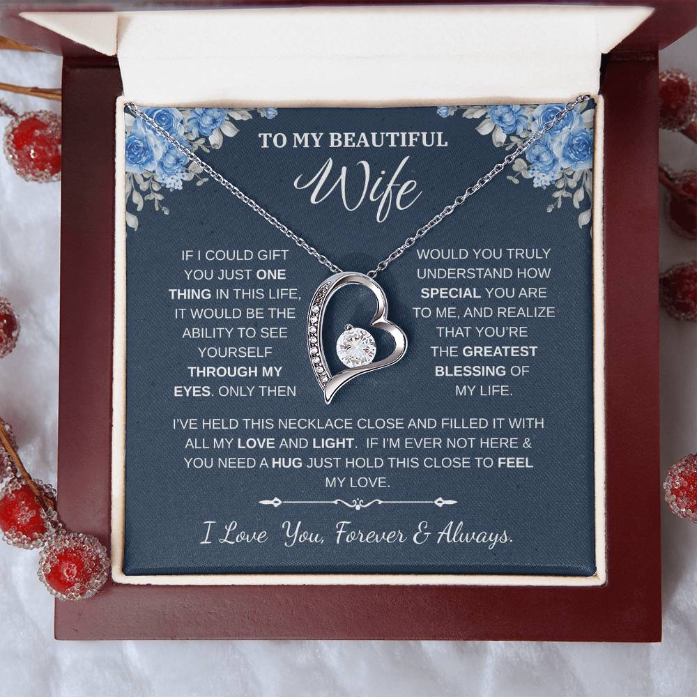To My Wife Jewelry – Forever Love Necklace, Romantic Gift for Her, The Greatest Blessing in My Life, Perfect for Birthday, Christmas, Anniversary, or Valentine’s Day