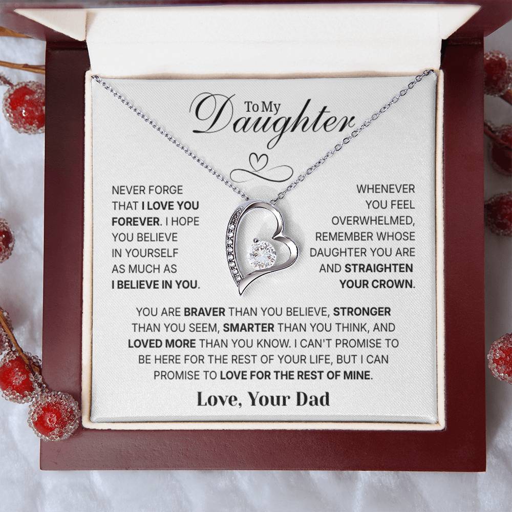 To My Daughter Necklace from Dad – Christmas Gift for Daughter or Daughter-in-Law, Birthday Jewelry for Women, Valentine's Day & Mother's Day Present