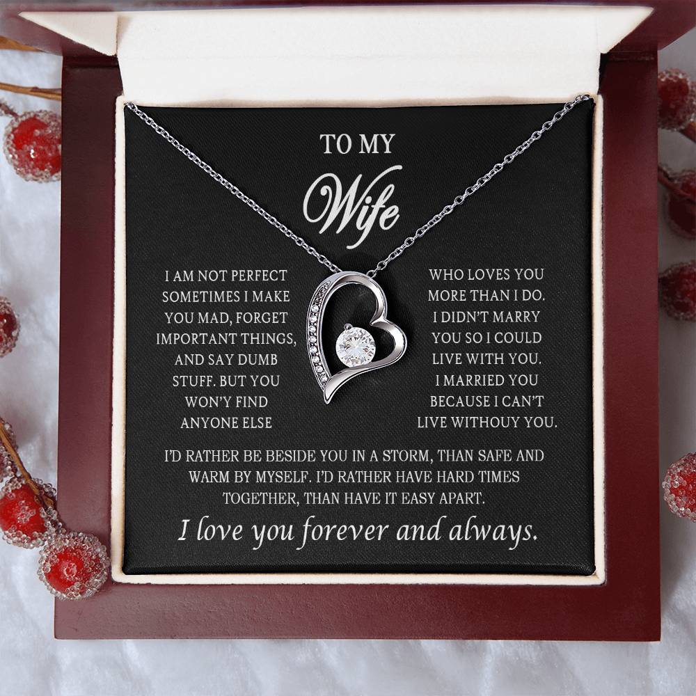 To My Wife Heart Necklace – Stainless Steel Pendant for Women – Meaningful Gift for Anniversary, Birthday, Christmas, Valentine’s Day