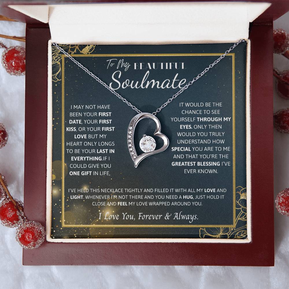 To My Soulmate Necklace – Romantic Jewelry Gift for Wife from Husband – Birthday, Anniversary, Valentine’s Day Gift with Message Card & Gift Box