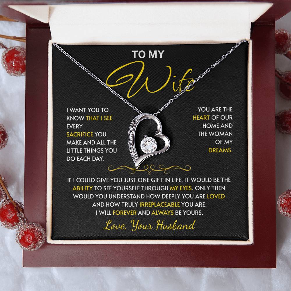 To My Wife Jewelry – Forever Love Necklace, Romantic Gift for Her, The Greatest Blessing in My Life, Perfect for Birthday, Christmas, Anniversary, or Valentine’s Day