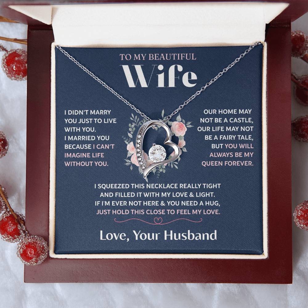 To My Wife Jewelry – Forever Love Necklace, Romantic Gift for Her, The Greatest Blessing in My Life, Perfect for Birthday, Christmas, Anniversary, or Valentine’s Day