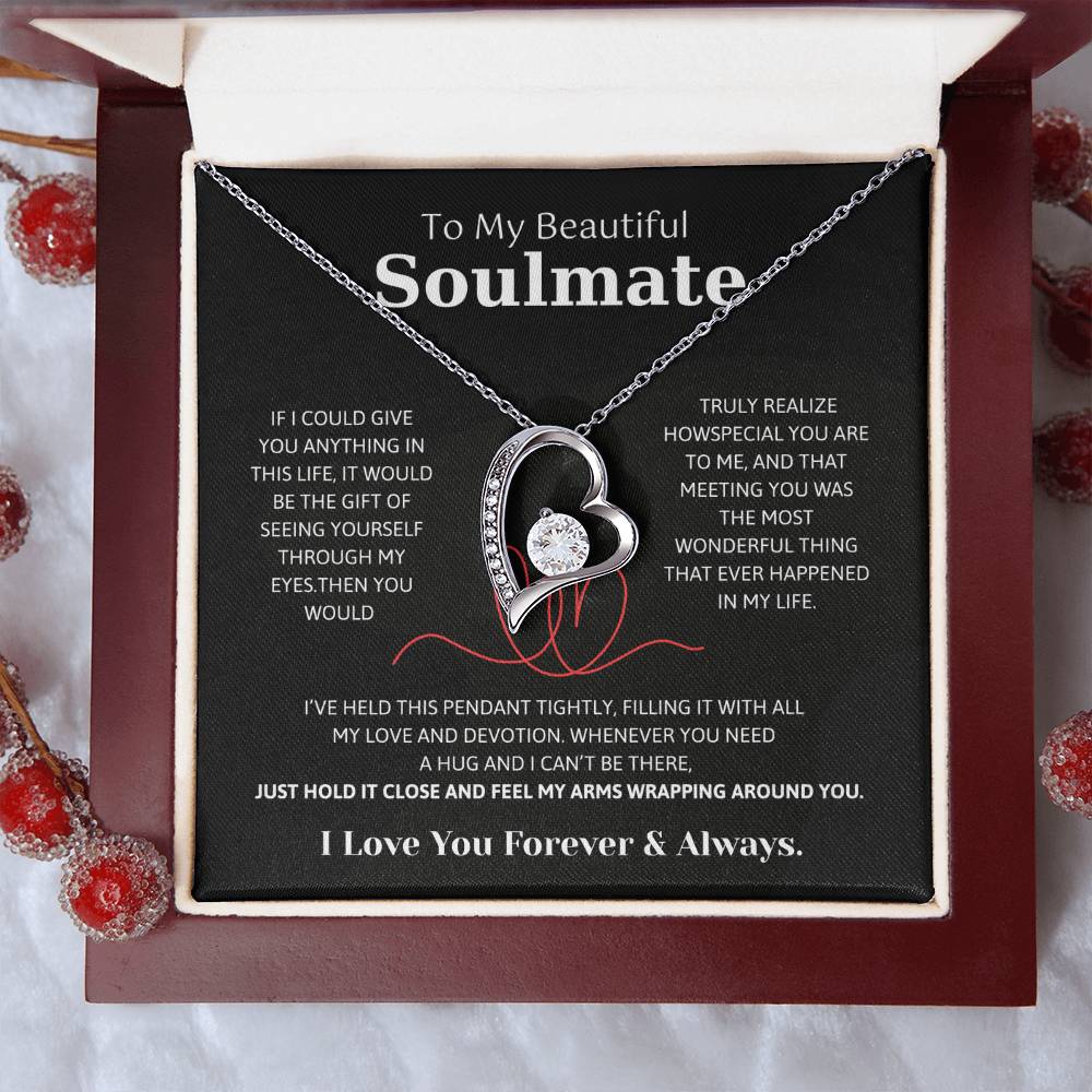 To My Soulmate Necklace – Romantic Jewelry Gift for Wife from Husband – Birthday, Anniversary, Valentine’s Day Gift with Message Card & Gift Box