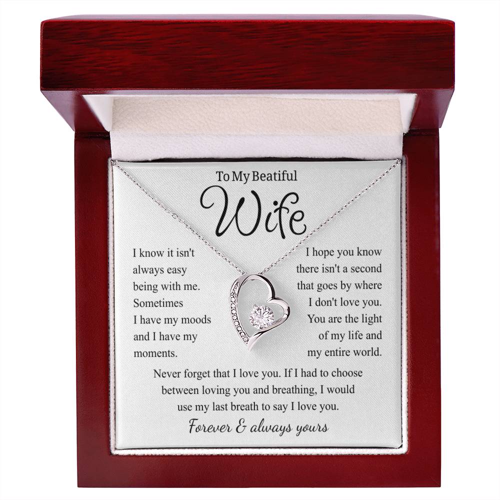 To My Wife – Forever Love Necklace, Gift for Wife from Husband, Romantic Anniversary Birthday Christmas Jewelry, Meaningful Love Message Card, Perfect Valentine's Day Gift