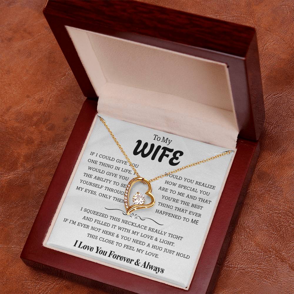 To My Wife – Forever Love Necklace, Gift for Wife from Husband, Romantic Anniversary Birthday Christmas Jewelry, Meaningful Love Message Card, Perfect Valentine’s Day Gift