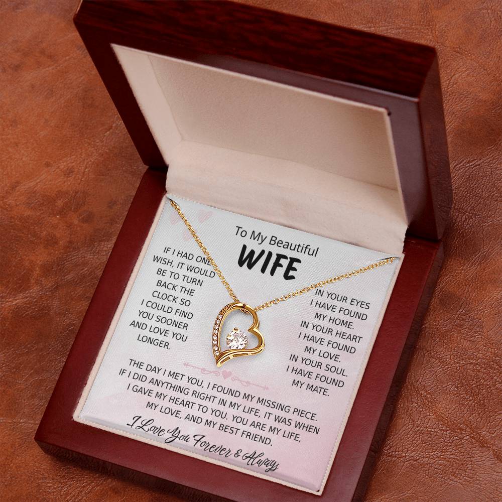 To My Wife – Forever Love Necklace, Gift for Wife from Husband, Romantic Anniversary Birthday Christmas Jewelry, Meaningful Love Message Card, Perfect Valentine’s Day Gift