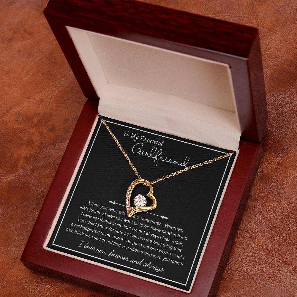 To My Girlfriend – Sterling Silver Forever Love Necklace, Meaningful Jewelry Gift for Her, Birthday, Anniversary, Valentine’s Day