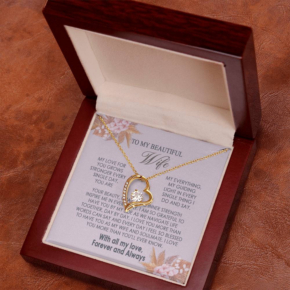 Gifts To My Beautiful Wife Necklace Sentimental Gift For Wife Valentines Day Gift To My Wife Necklace With Heartfelt my Everything Message Card, Wife Gift From Husband Soulmate Necklace For Her Forever Love not Earing Template