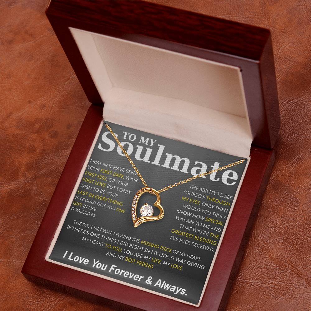 To My Soulmate Necklace – Romantic Jewelry Gift for Wife from Husband – Birthday, Anniversary, Valentine’s Day Gift with Message Card & Gift Box